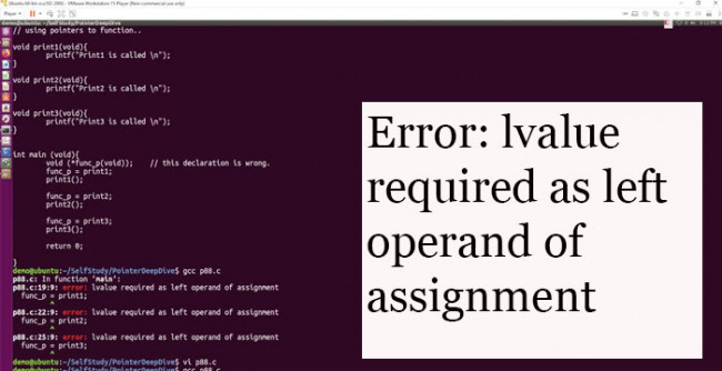 Error: lvalue required as left operand of assignment