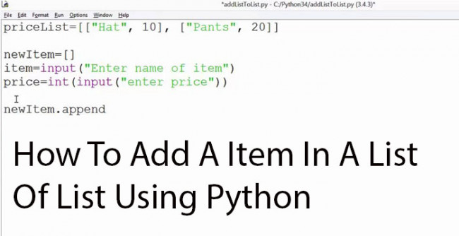 How To Add A Item In A List Of List Using Python